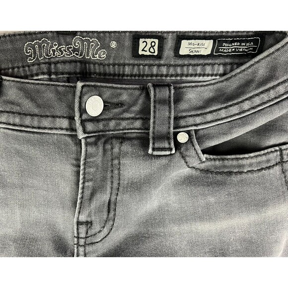 Miss Me Mid-Rise Skinny Jeans  Women's Size 28  Gray Denim  Plain Pocket - Picture 8 of 11